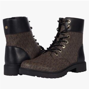 Michael Kors Brown and Black Lace-Up Boots